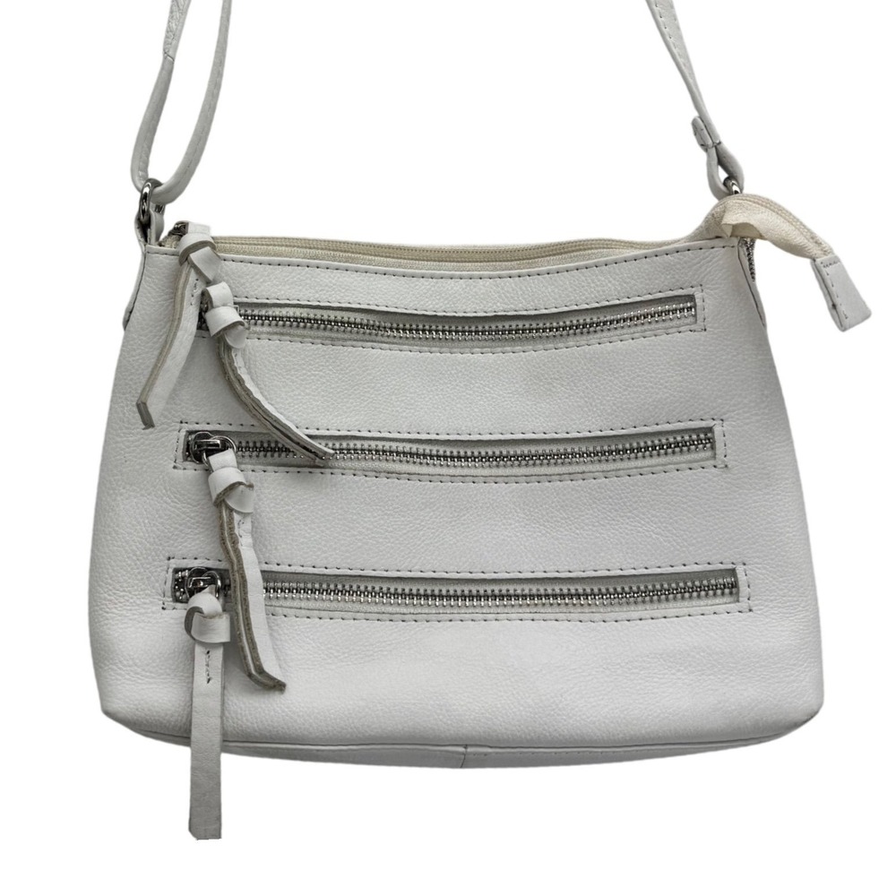 Great American Leatherworks White Leather Crossbody Bag Purse‎ Classic Style